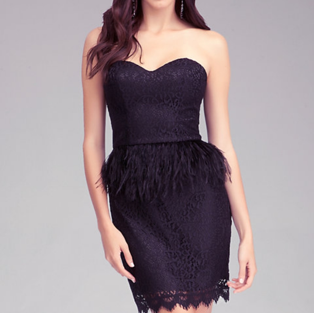 BEBE Dress with Ostrich Feathers